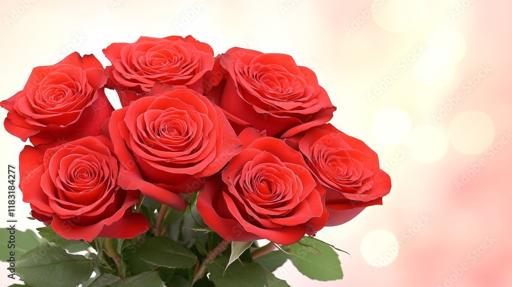 Obraz premium Vibrant Bouquet of Red Roses on Soft Background