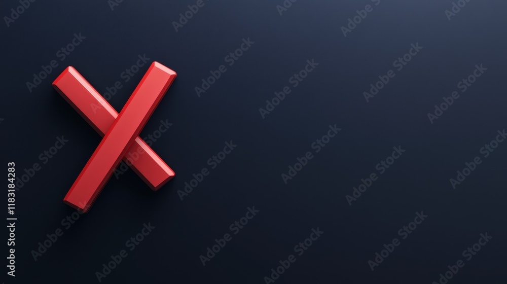 Obraz premium Red X Symbol on Dark Background