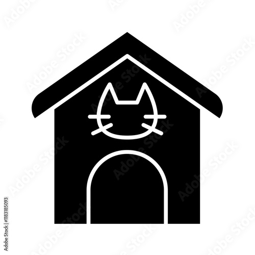 Cat house icon in glyph style