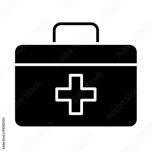 First aid kit icon in glyph style