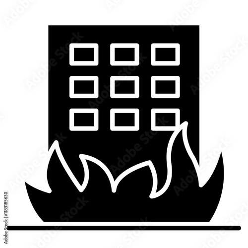Building fire icon in glyph style