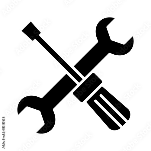 Wrench and screwdriver icon in glyph style