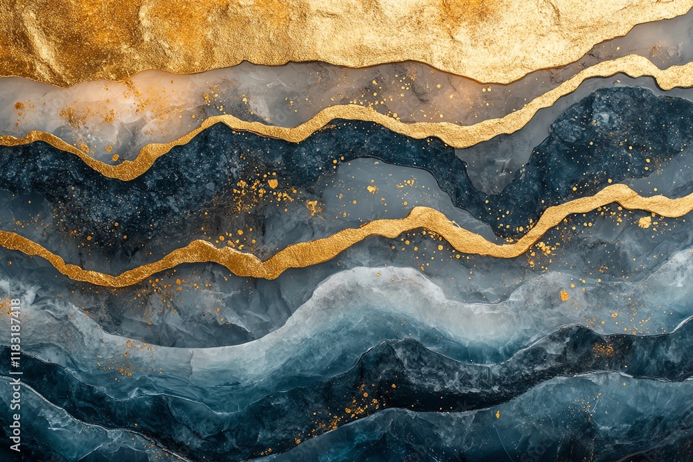 Abstract gold and blue marble texture. Abstract gold and blue marble texture.