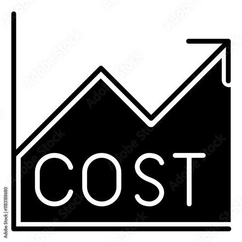 Business cost graph icon in glyph style