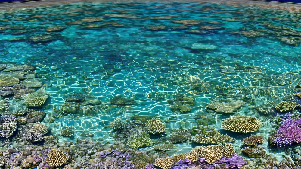 Obraz premium Vibrant Shallow Coral Reef Underwater Scene