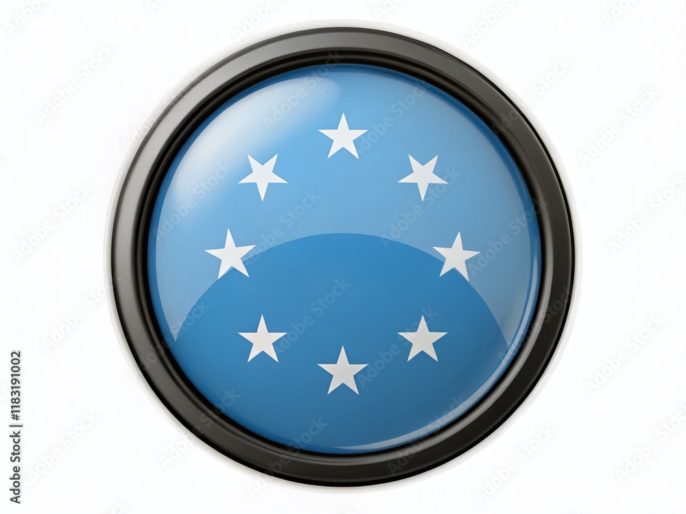 Micronesia Flag: Low-Light Shiny Black Button Badge Stock Photo Micronesia Flag: Low-Light Shiny Black Button Badge Stock Photo