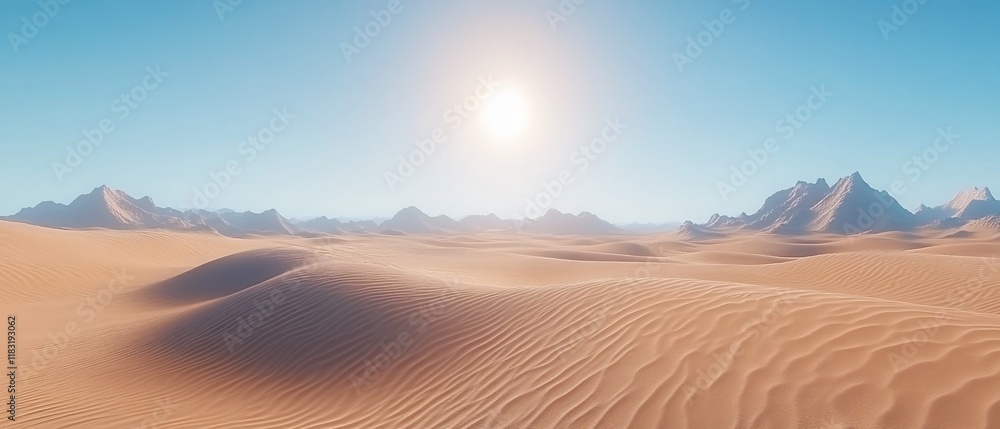 Desert landscape, sun, mountains. Background use Desert landscape, sun, mountains. Background use