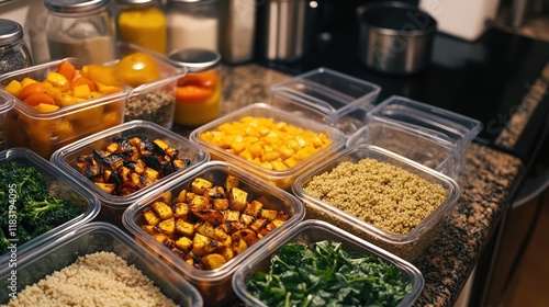 Prepared Meal Prepping Healthy Food Containers photo