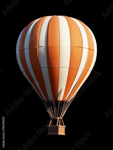 Orange and white striped hot air balloon floats in air photo