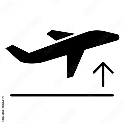 Airplane takeoff icon in glyph style