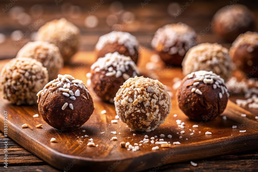 Miniature Chocolate Coconut Truffles: Tilt-Shift Delight Miniature Chocolate Coconut Truffles: Tilt-Shift Delight