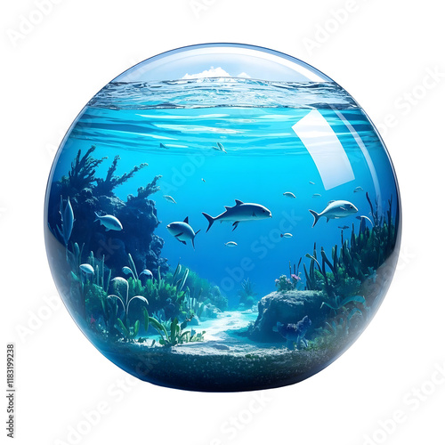 Ocean World in a Glass Sphere Underwater Paradise photo