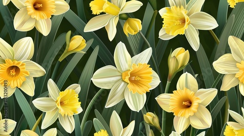 daffodil seamless pattern wallpaper