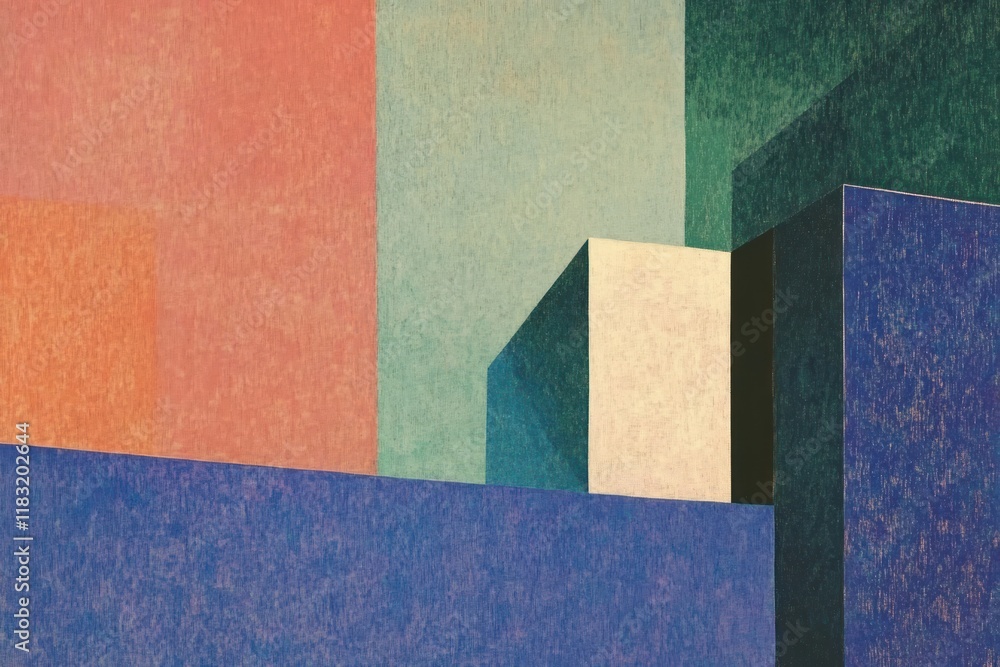 Fototapeta premium Geometric minimal background art architecture illustration.