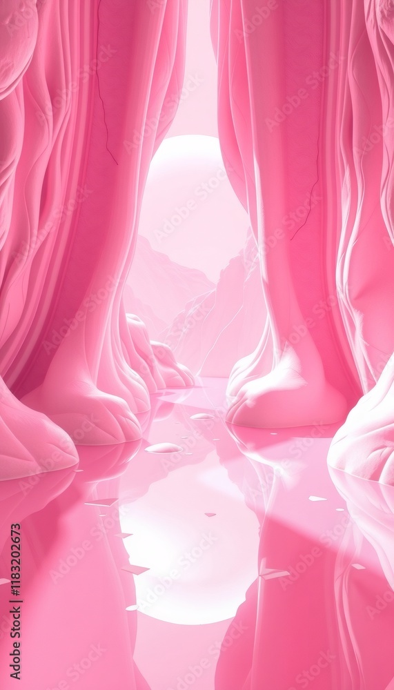 Pink abstract landscape with water reflecting the sky. Pink abstract landscape with water reflecting the sky.
