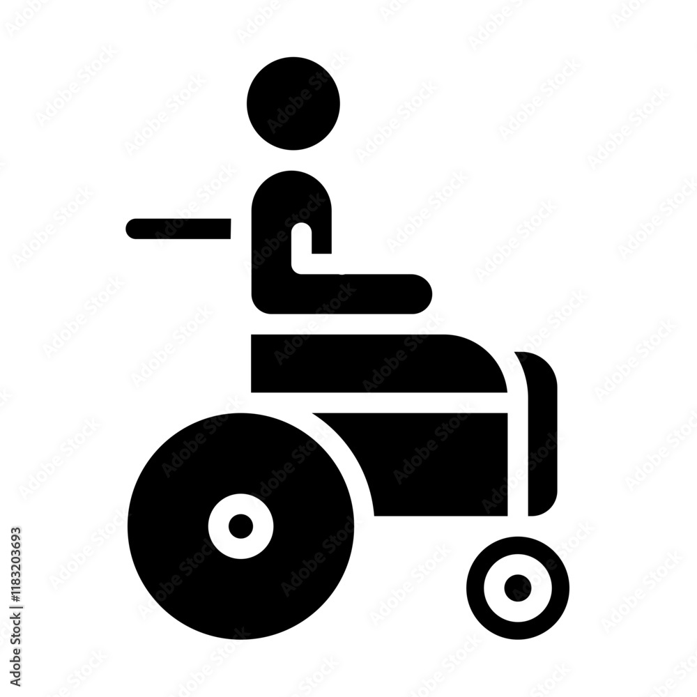 Person on wheelchair icon in glyph style Person on wheelchair icon in glyph style