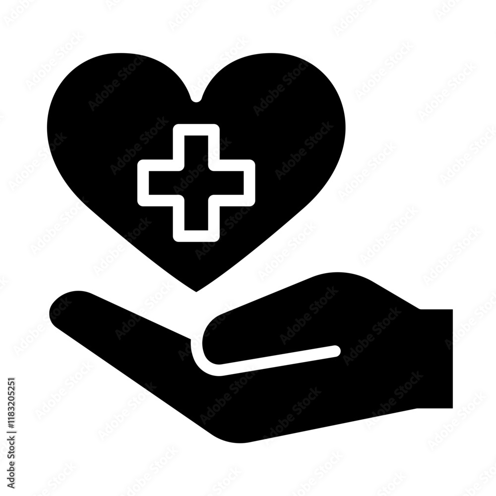 health insurance icon in glyph style health insurance icon in glyph style
