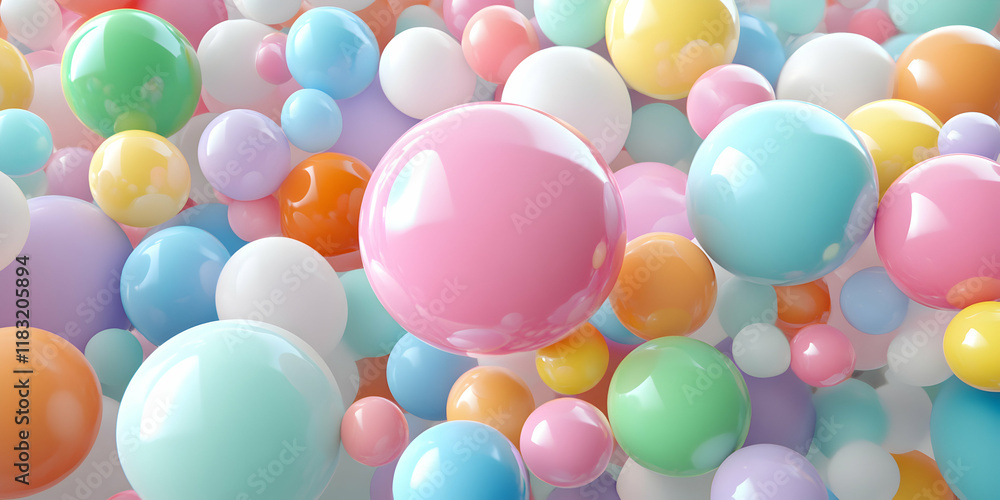 Pastel Spheres, A Colorful Abstract Delight, Floating Gently in Air. Joyful, Playful, Dreamy, Whimsical. Pastel Spheres, A Colorful Abstract Delight, Floating Gently in Air. Joyful, Playful, Dreamy, Whimsical.