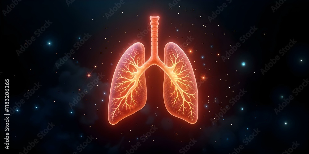 Isolated Glowing Lungs with Futuristic Medical Visualization Isolated Glowing Lungs with Futuristic Medical Visualization