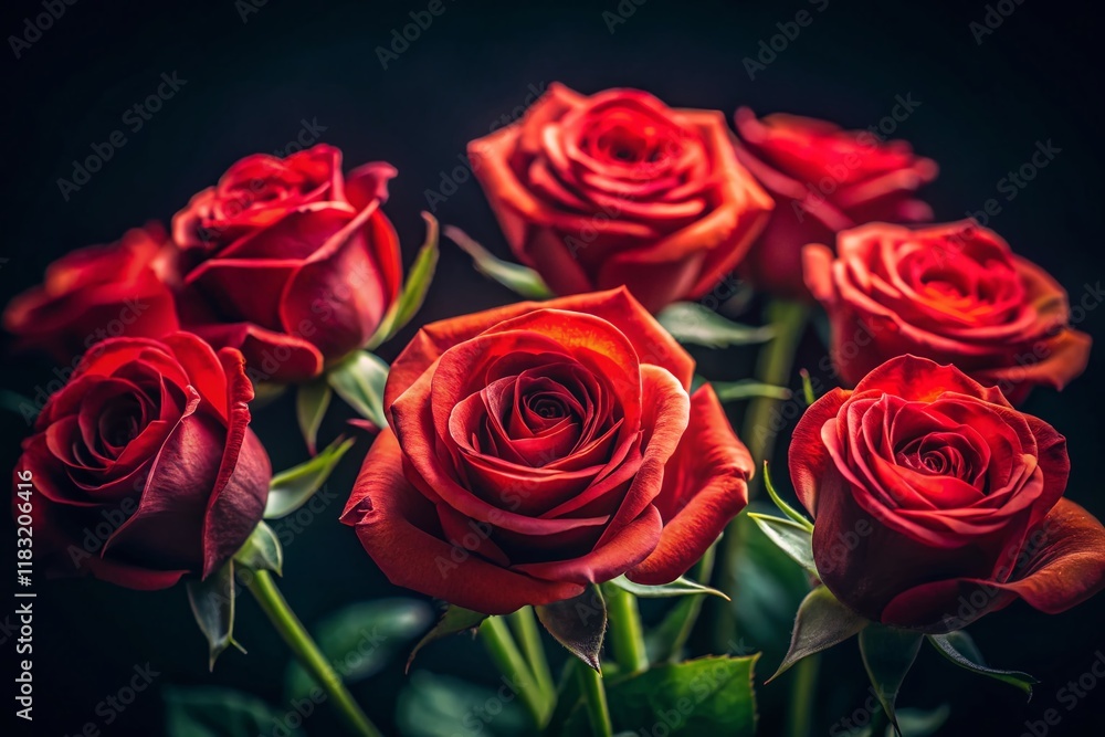 Miniature Red Roses on Black Background - Tilt-Shift Photography Miniature Red Roses on Black Background - Tilt-Shift Photography
