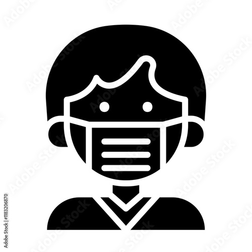 man face with mask icon in glyph style