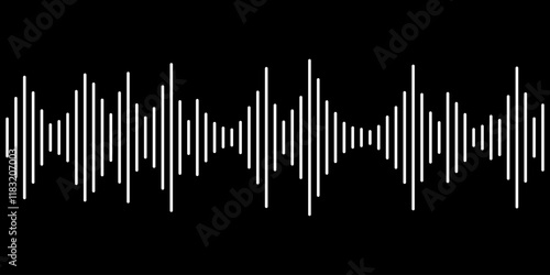 Sound wave rhythm or pulse vector. Waves of the equalizer isolated on black background. EQ Vector Illustration.