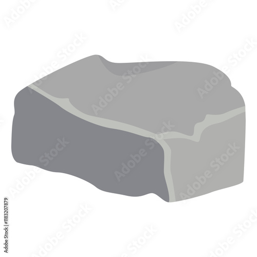 Boulder Stone Cartoon. Isolated on White Background. Vector Illustration.