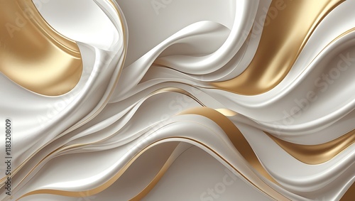 Abstract Gold and White Swirling Wave Design