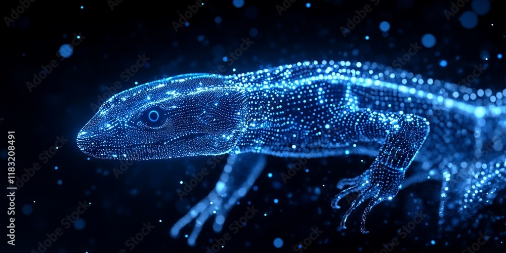 Glowing lizard, digital art, dark background, science fiction (4) Glowing lizard, digital art, dark background, science fiction (4)