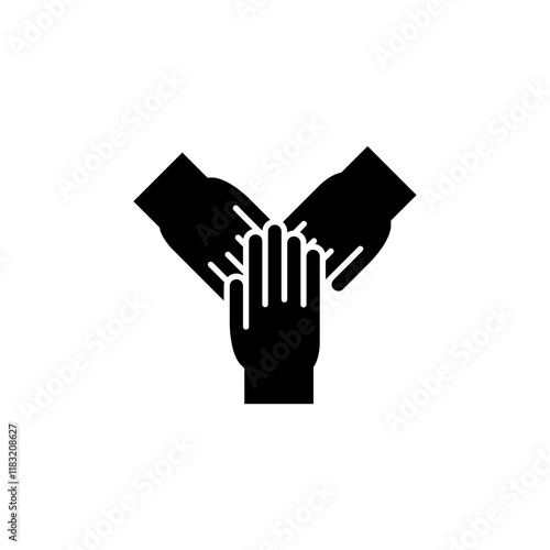 Teamwork hand icon in glyph style