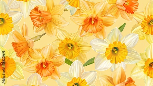 Wallpaper Mural daffodil seamless pattern wallpaper Torontodigital.ca