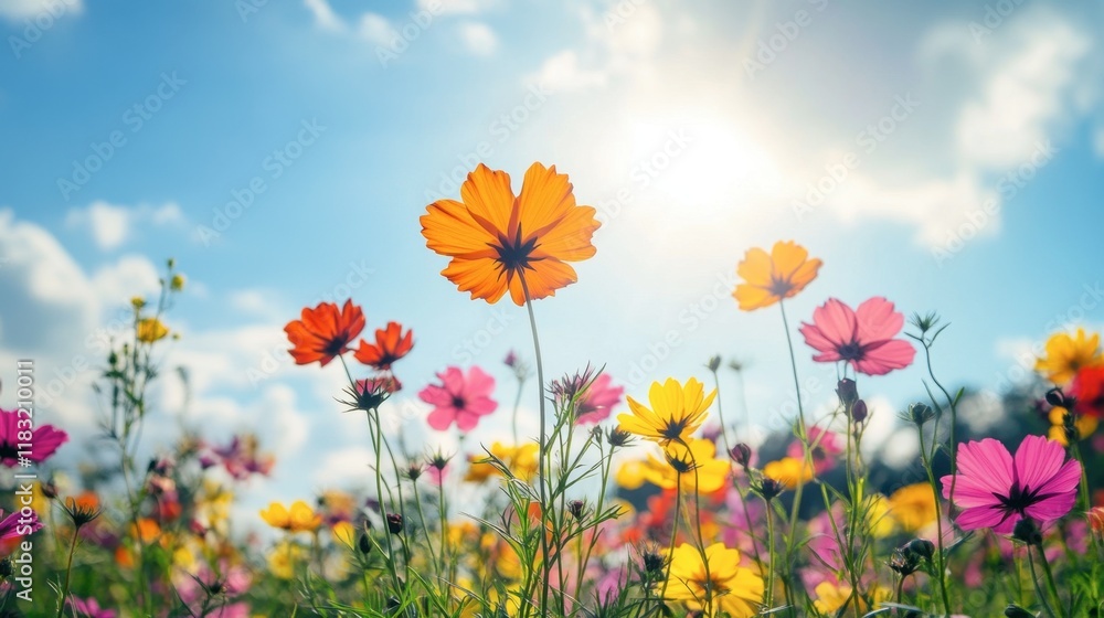 A vibrant flower garden at Flora Park, Wang Nam Khiao, with colorful blooms in full display under the bright sunshine. A vibrant flower garden at Flora Park, Wang Nam Khiao, with colorful blooms in full display under the bright sunshine.