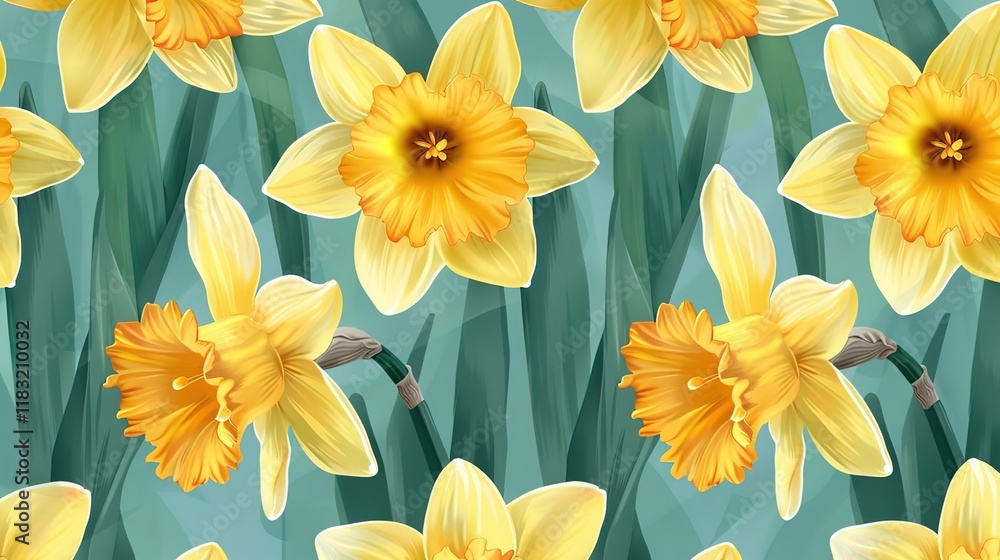 Obraz premium daffodil seamless pattern wallpaper