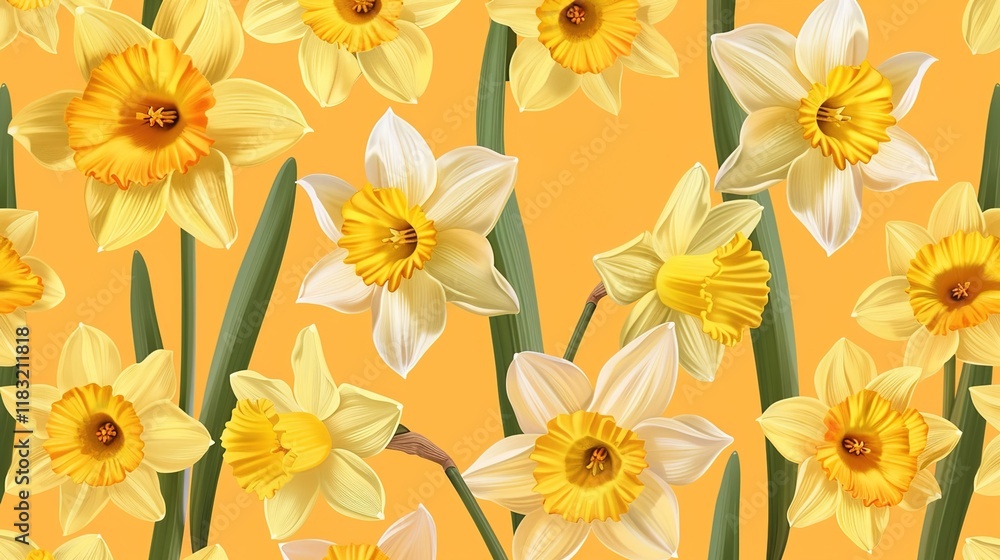 Obraz premium daffodil seamless pattern wallpaper