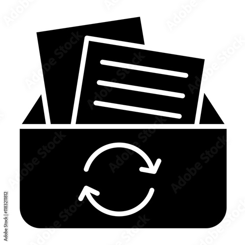 Recycle paper icon in glyph style