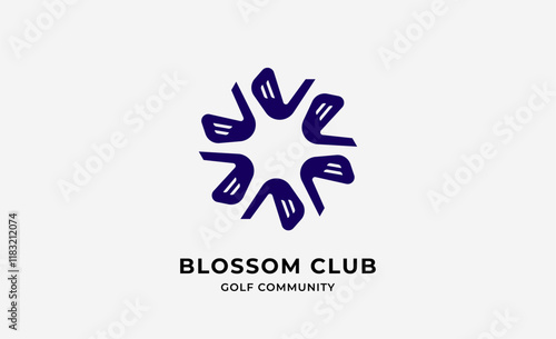 Logo mandala pettern with golf stick. Sport, competition and club design.