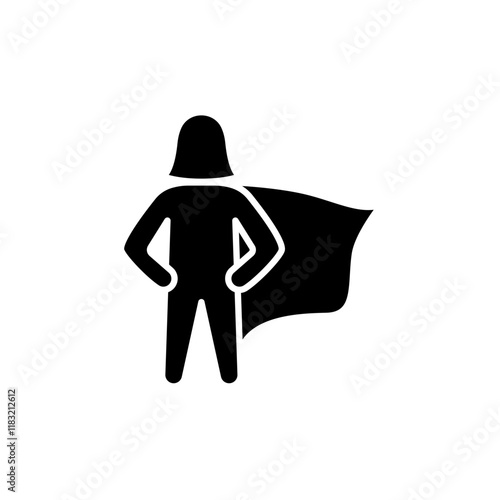 Woman with cape icon in glyph style