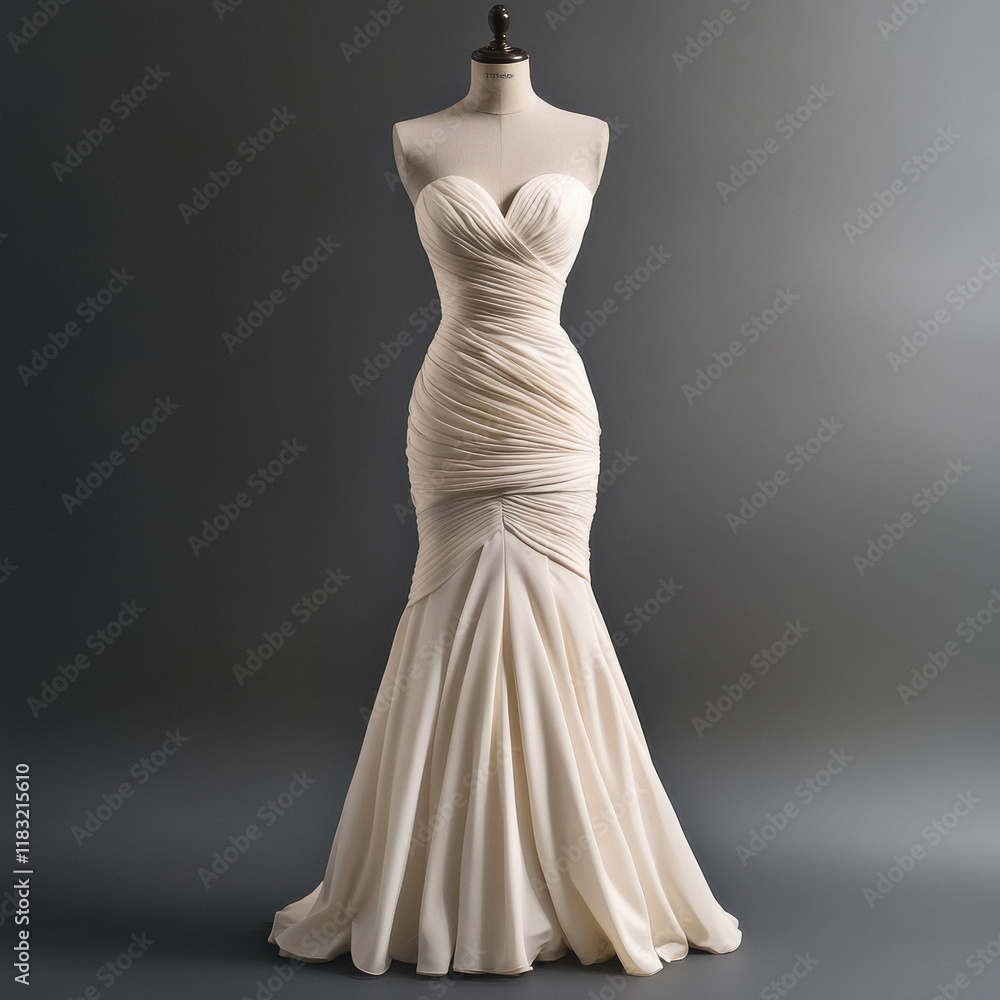 a simple party gown displayed on a mannequin a simple party gown displayed on a mannequin