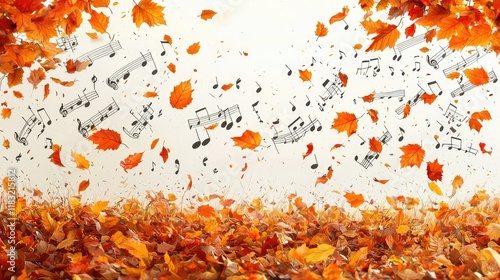 Autumn Leaves Falling With Musical Notes photo