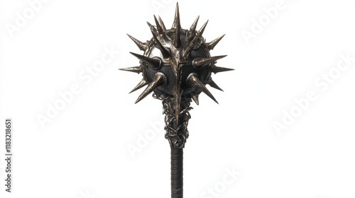 Mace with spike on white background photo