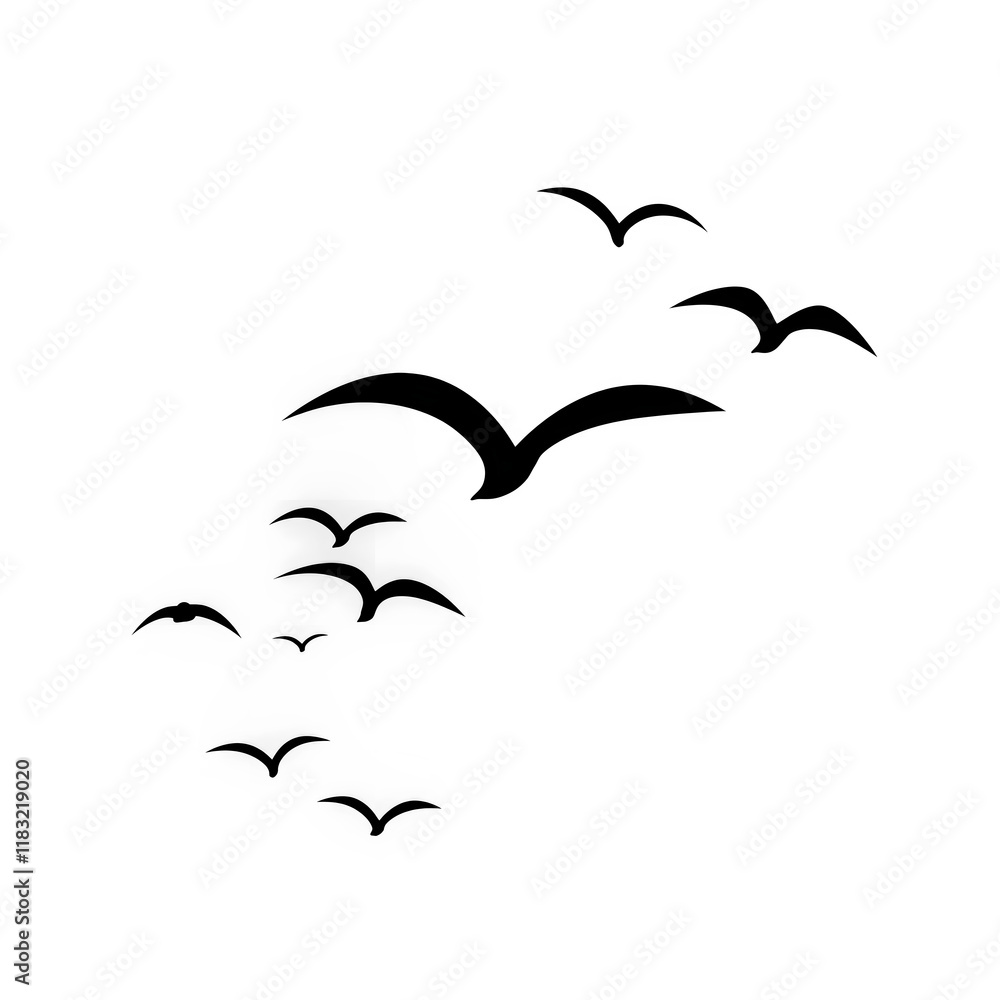 Naklejka premium Minimalist Transparent Background with Birds in Flight, birds png background image