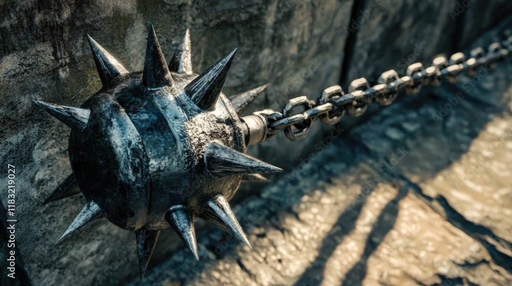 Fototapeta premium Medieval flail with spike and chain