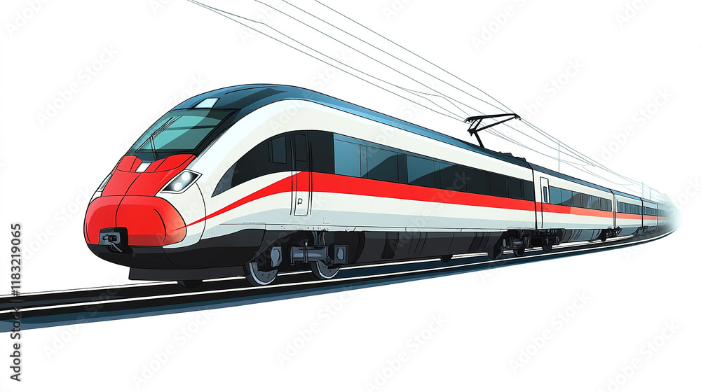 Fototapeta premium Vibrant cartoon train, clipart-friendly, isolated on white. 