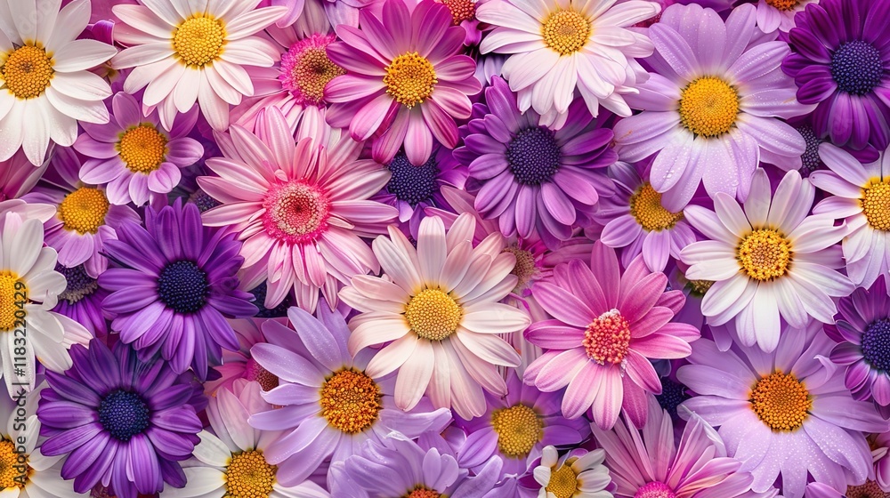 Fototapeta premium daisy seamless pattern wallpaper