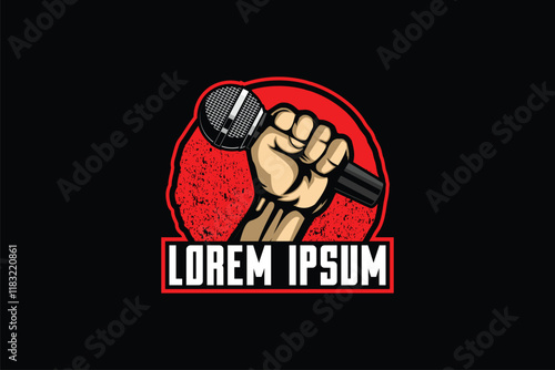 hand holding microphone vector image template