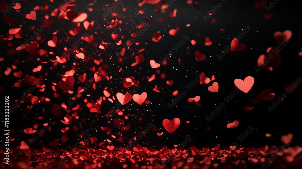Floating hearts like particles drifting through a solid black background, creating a minimal yet enchanting effect. A simple but striking visual concept symbolizing love, affection, and emotion. Floating hearts like particles drifting through a solid black background, creating a minimal yet enchanting effect. A simple but striking visual concept symbolizing love, affection, and emotion.