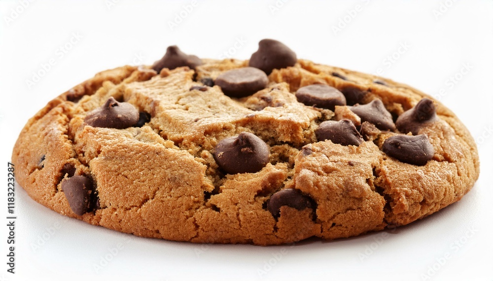Tasty Chocolate Chip Cookie Highlighted on White Tasty Chocolate Chip Cookie Highlighted on White
