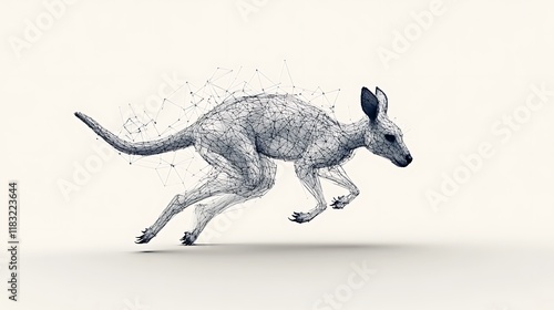 Digital Art: A Kinetic Kangaroo in Motion AI Generated photo