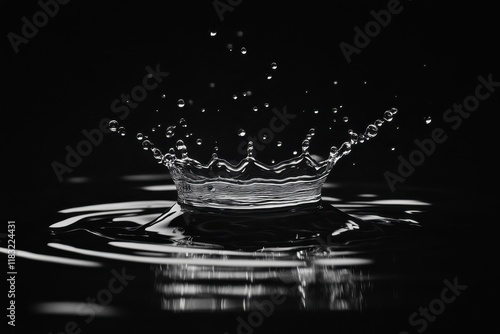 Splashes of water create a crown shape in a dark setting showcasing the beauty of fluid motion photo