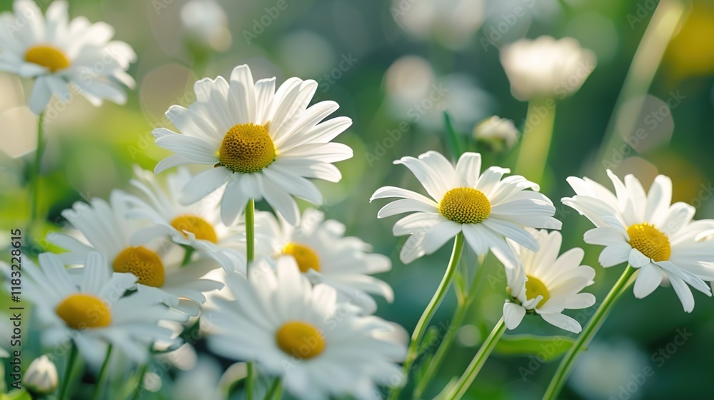 Fototapeta premium daisy seamless pattern wallpaper